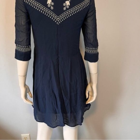 French Connection 'Kiko' Embroidered Crepe Babydoll Dress Size 2 - Picture 9 of 16